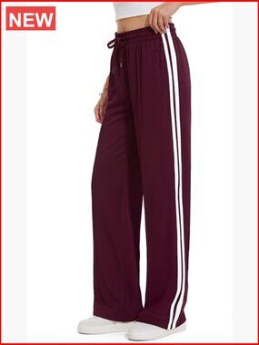 Polyester Track Pants with Zippered Pockets, Straight Leg Joggers